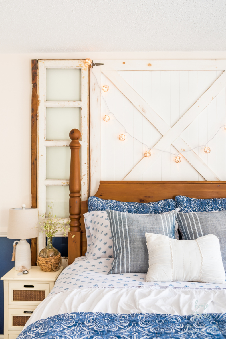 Bedroom Styling Tips Blue and White Coastal Cottage Inspired Bedroom