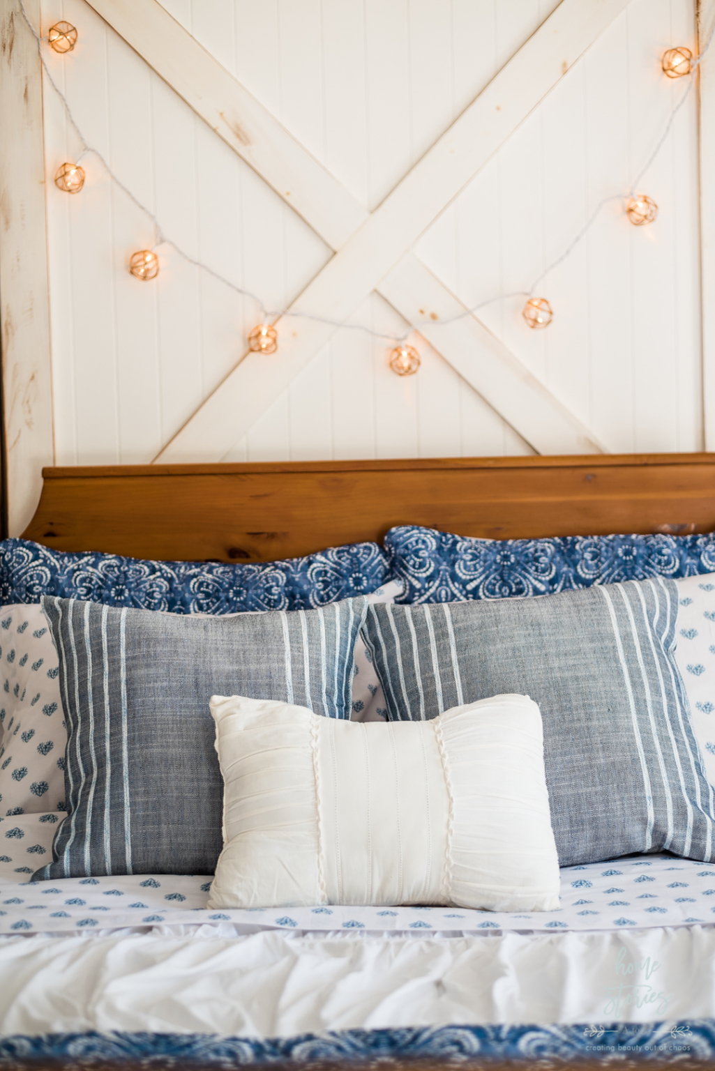 Bedroom Styling Tips: Blue and White Coastal Cottage Inspired Bedroom