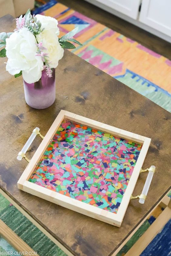 DIY Resin Crafts - Confetti Tray with Resin by Amber Oliver