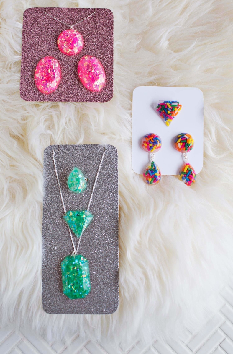 DIY Resin Crafts - DIY Epoxy Resin Jewelry by A Beautiful Mess