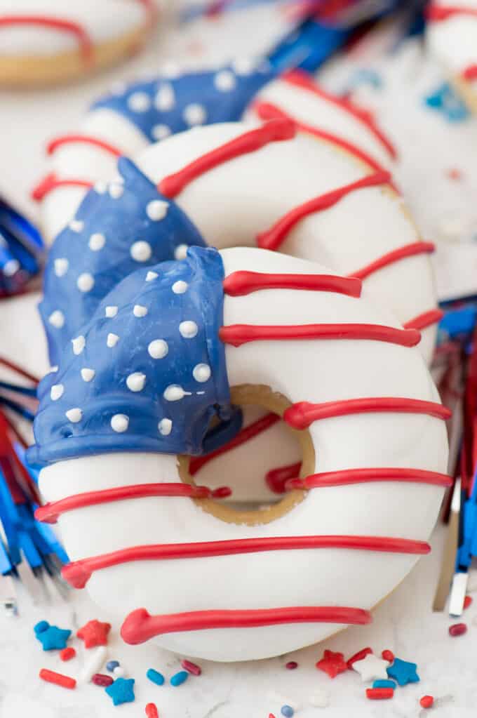 Patriotic Desserts - American Flag Donuts by The First Year Blog