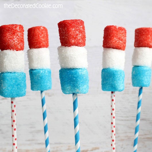 Patriotic Desserts - Marshmallow Pops by The Decorated Cookie
