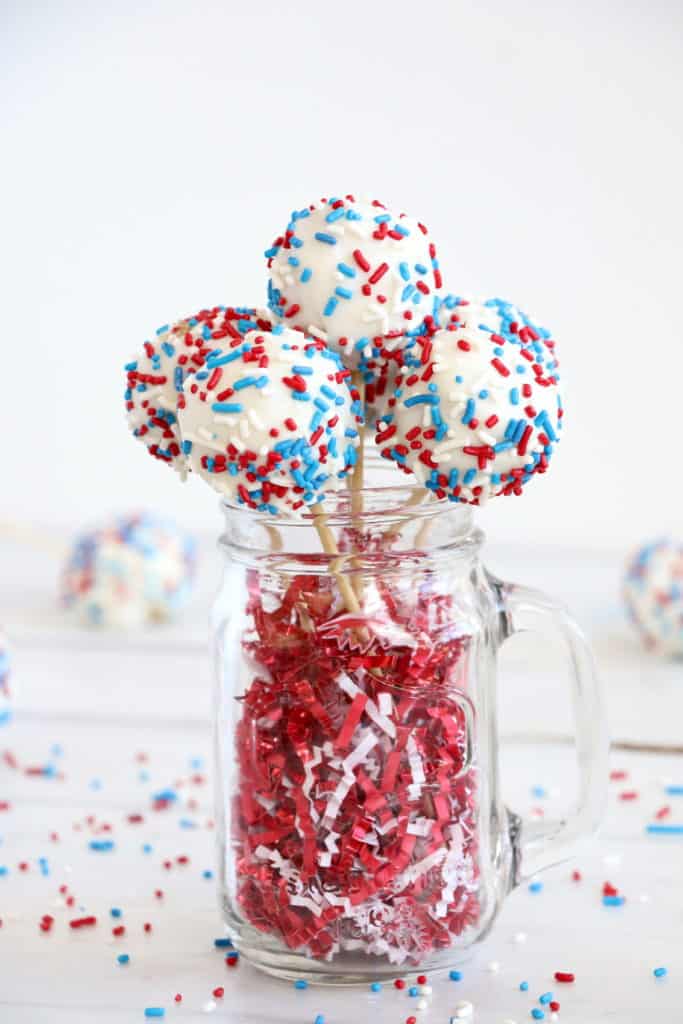 Patriotic Desserts - Red, White, and Blue Cake Pops by The Seaside Baker