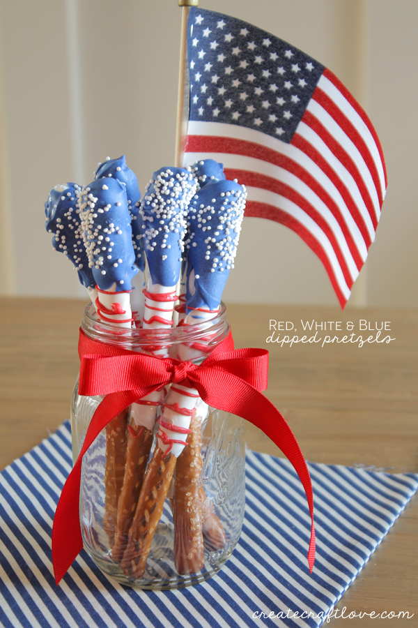 Patriotic Desserts - Red, White, and blue Pretzels by The 36th Avenue