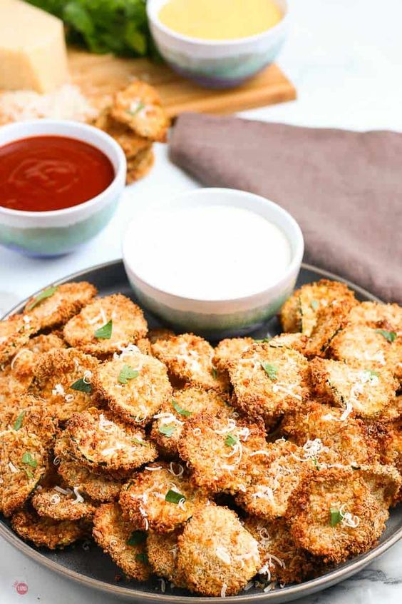 Summer Squash and Zucchini Recipe - Air Fryer Zucchini Chips by Take Two Tapas