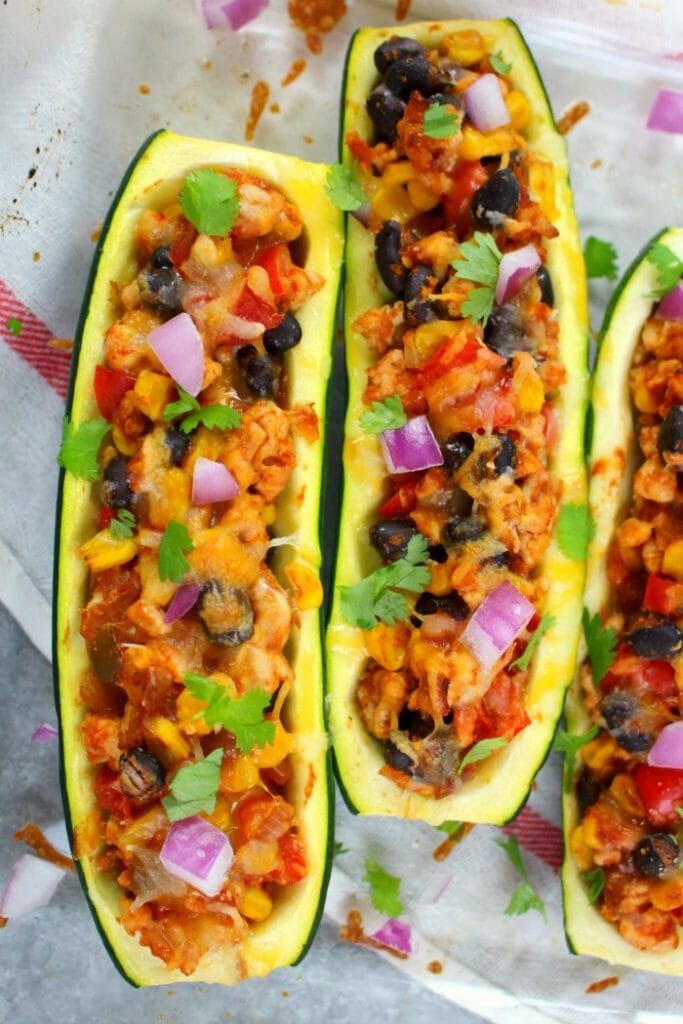 Summer Squash and Zucchini Recipes - Taco Stuffed Zucchini Boats by Delightful E Made