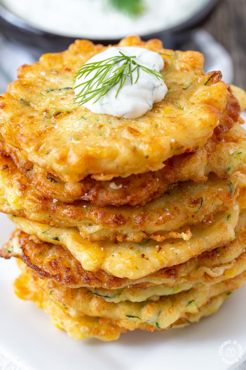 Summer Squash and Zucchini Recipes - Zucchini Corn Fritters by Cooking on the Front Burners
