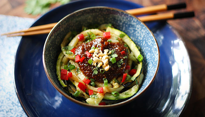Summer Squash and Zucchini Recipes - Zucchini Noodle Bowl with Peanut Sauce by Soup Addict