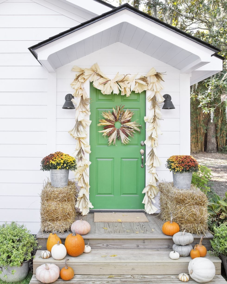 Fall Porch Ideas - Corn Husk Garland by Country Living