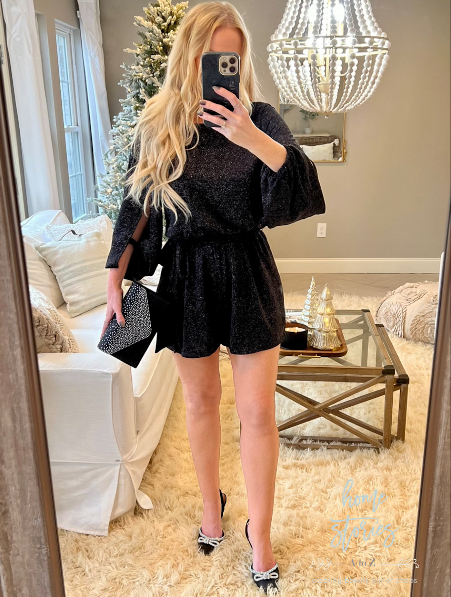 holiday outfit dressy black romper