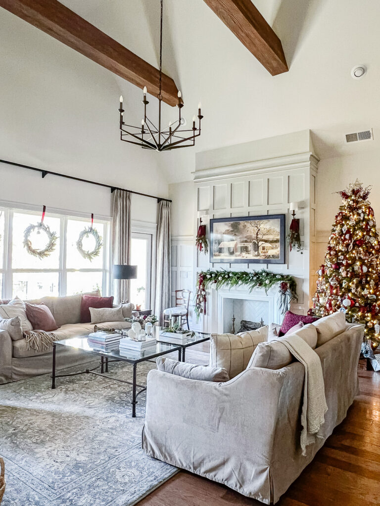 Christmas Decor Ideas - Classic Burgundy and Silver Christmas Decor by Deeply Southern Home
