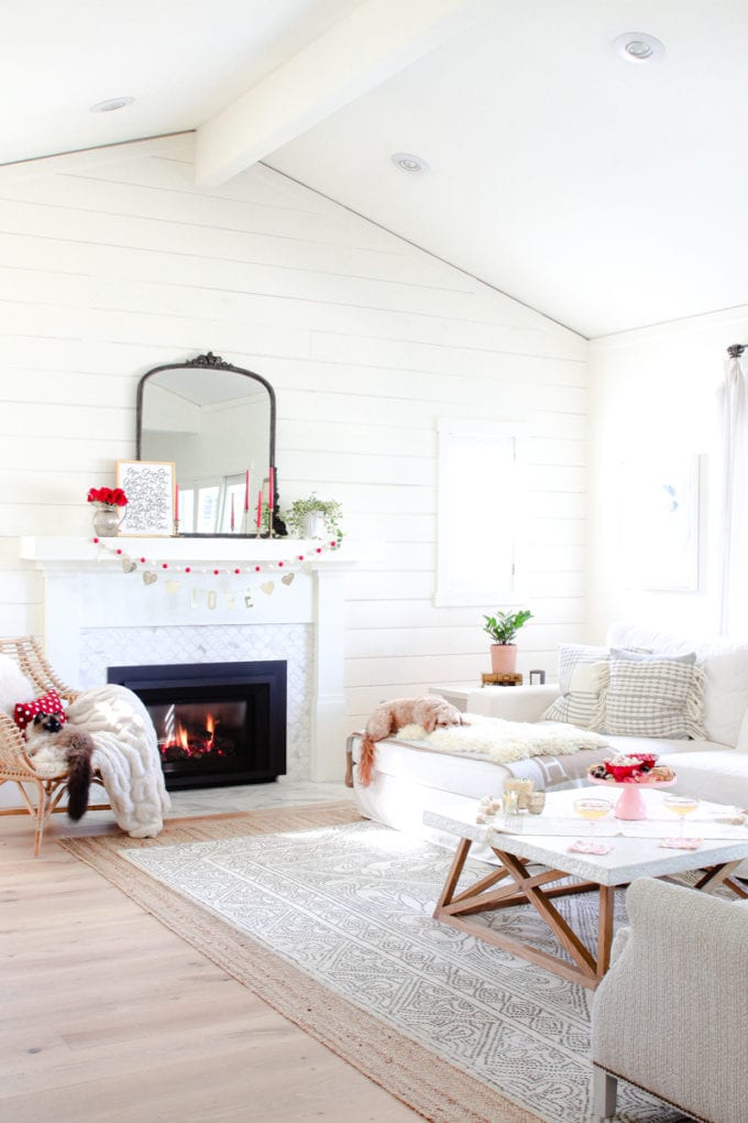 Valentine Living Room Decor Ideas - Chic Valentine's Day Mantel by Modern Glam