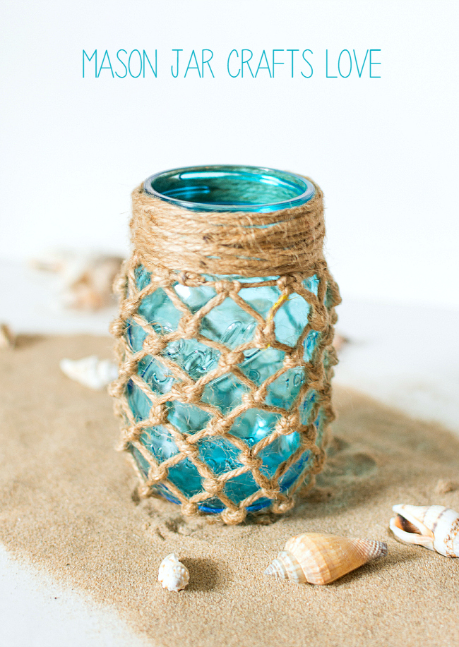 DIY Fishnet Wrapped Mason Jar by Mason Jar Crafts