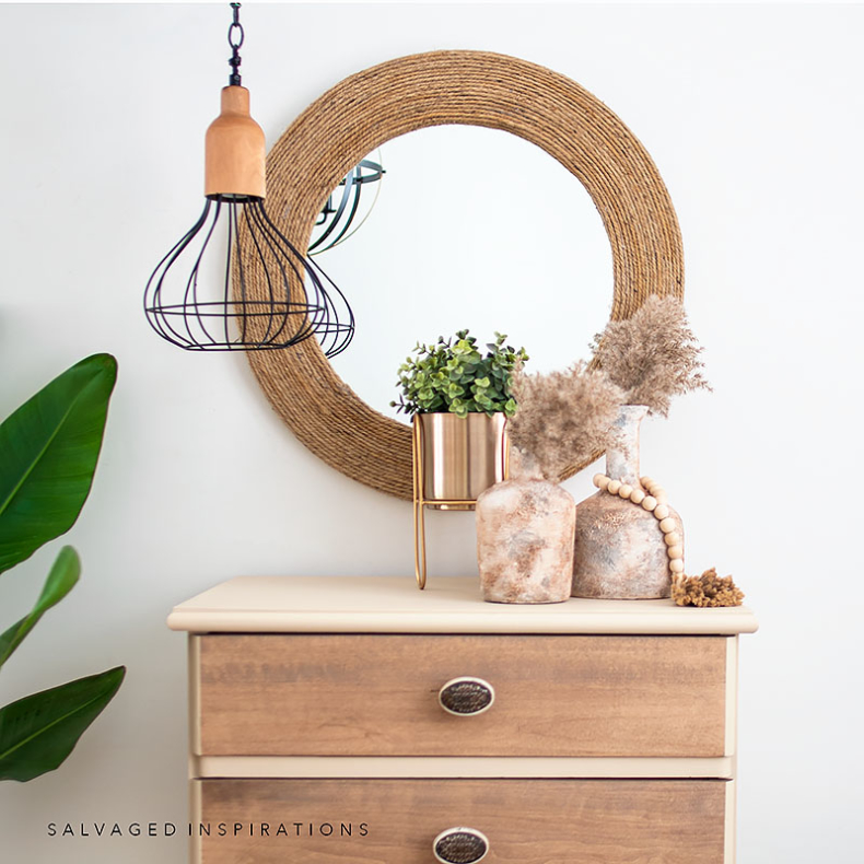 DIY Rope Art - DIY Rope Mirror by Salvaged Inspirations