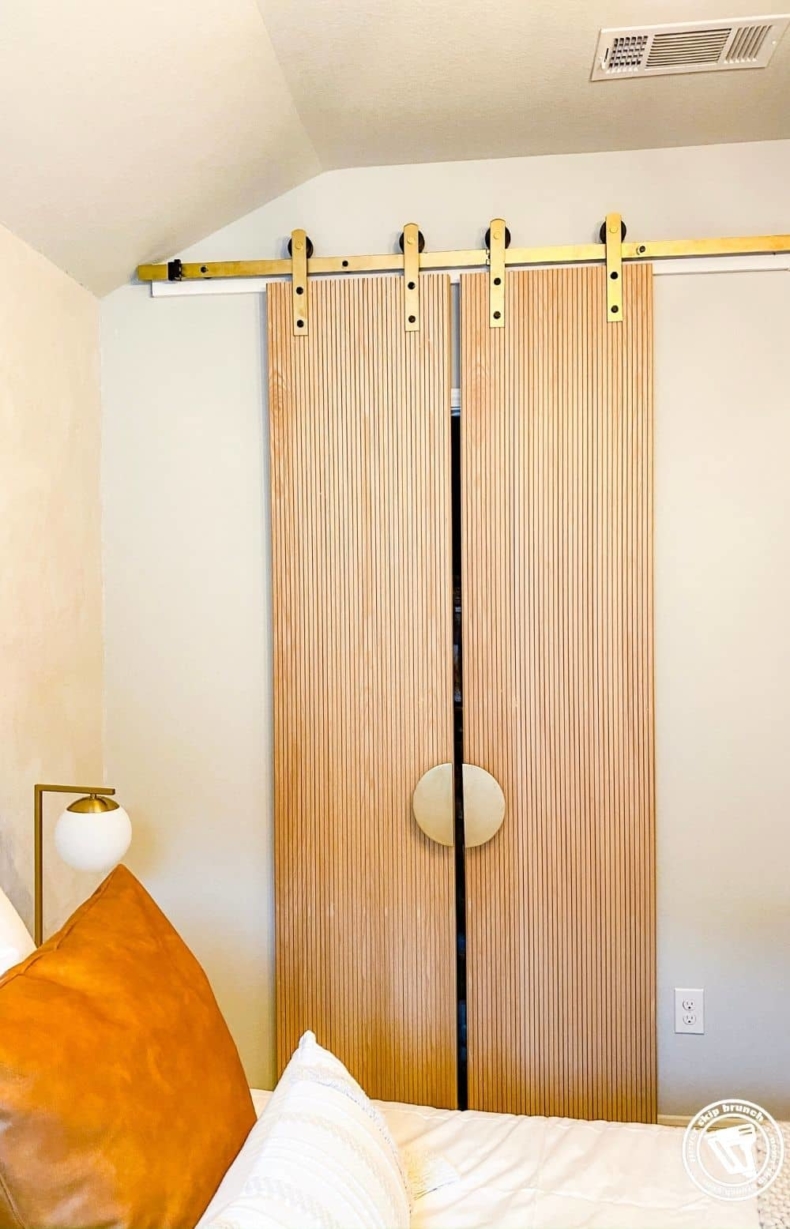 DIY Pole Wrap Ideas - Modern DIY Barn Doors with Pole Wrap by Never Skip Brunch