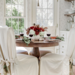 round table set for Thanksgiving fall table idea