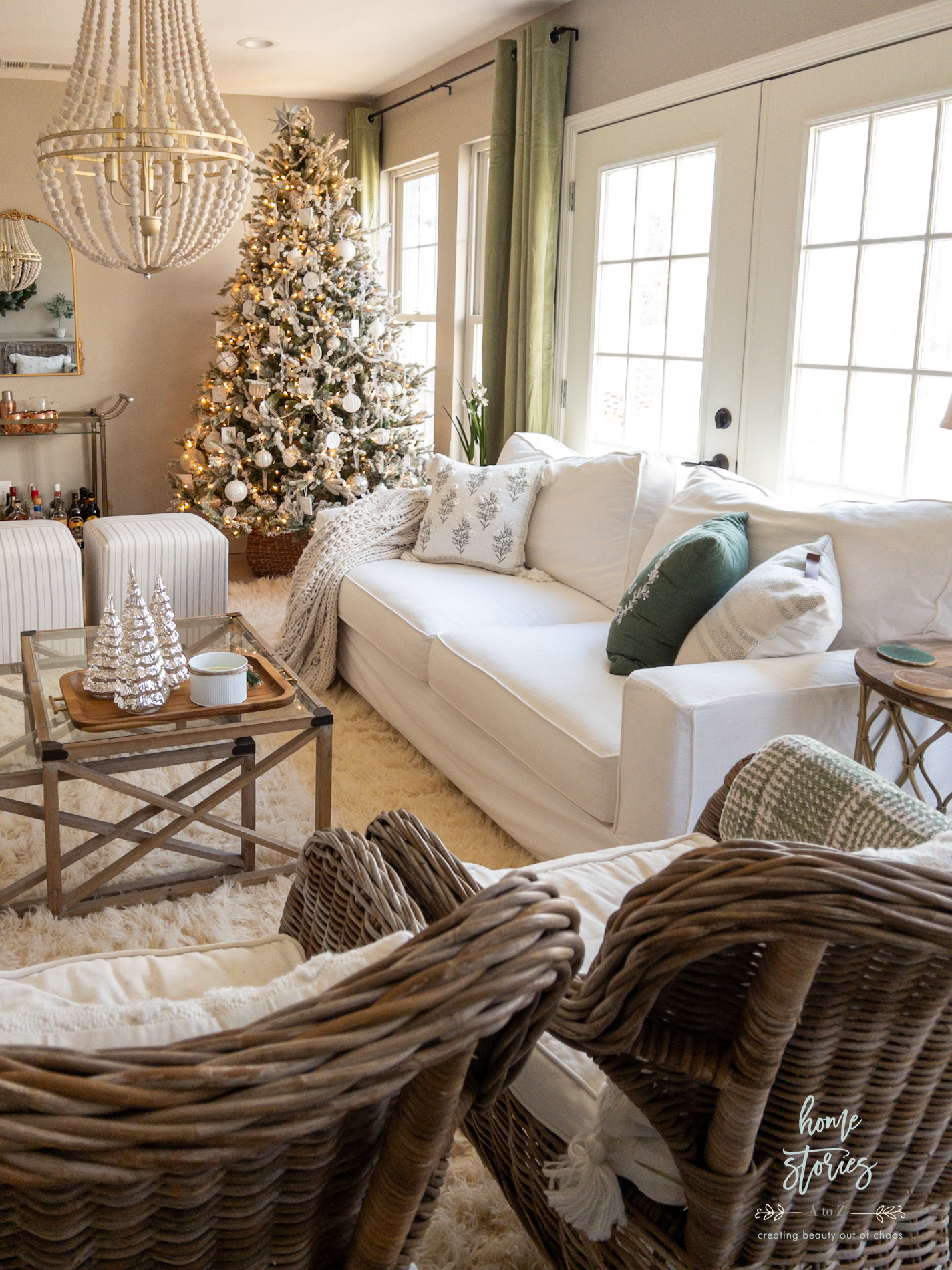 neutral elegant Christmas living room