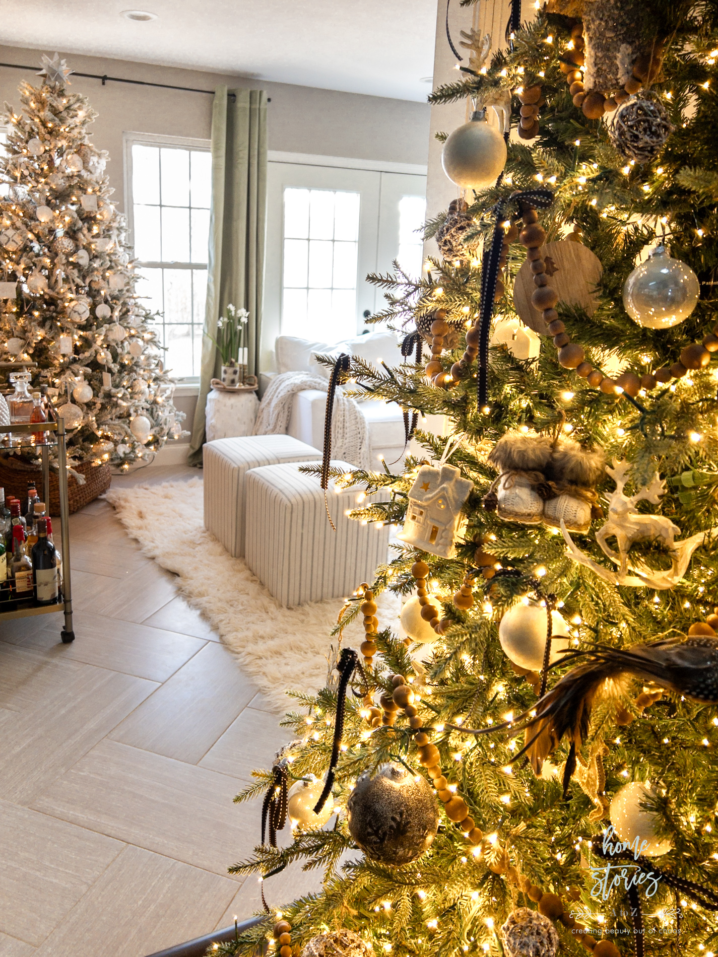neutral decorated Christmas trees